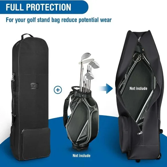 Golf Travel Covers for Airlines with Detachable Shoulder Straps, Soft Foldable